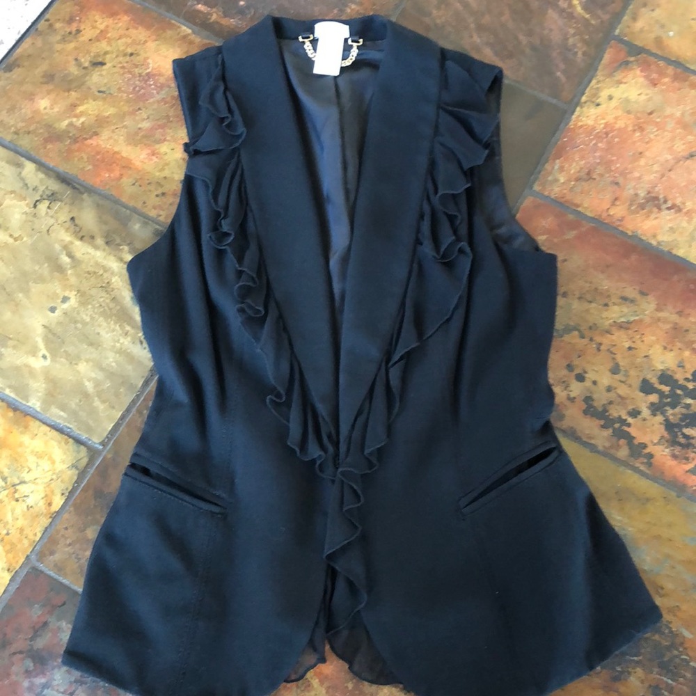 Cache Ruffled Black Vest
